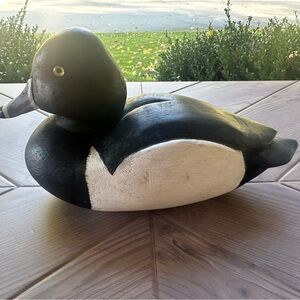 VINTAGE CJ KNOBLOCH WOODEN DUCK DECOY HAND CARVED RINGNECK GLASS EYES LOUISIANA